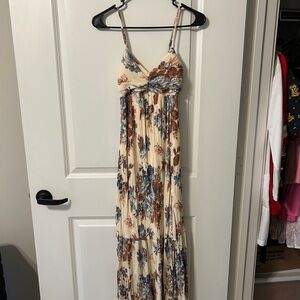 Abercrombie & Fitch Cream Maxi Dress with Blue & Brown Floral Print